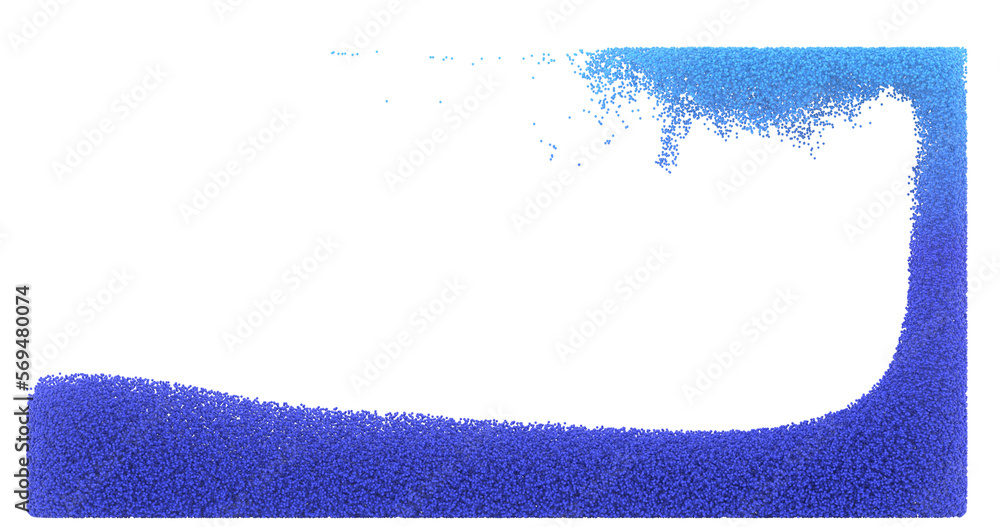 fluid from a system of particles. 3D illustration and rendering.