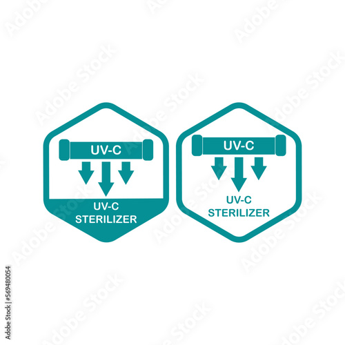 UV-C sterilization badge logo design. Suitable for health information and product label