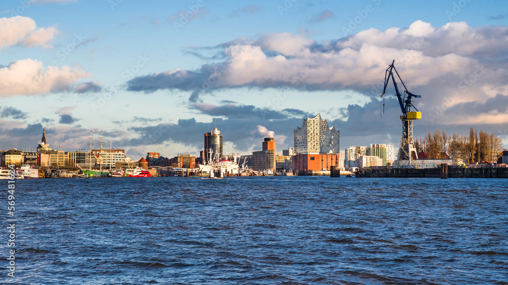 Panorama Hafensilhouette Hamburg Elbe