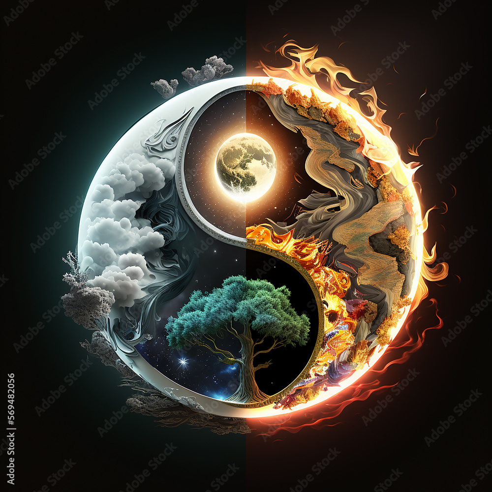 The four elements yin and yang earth Stock Illustration Adobe Stock