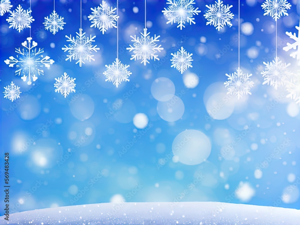 Winter background with snowflakes and bokeh. Perfect for cards, posters and more.