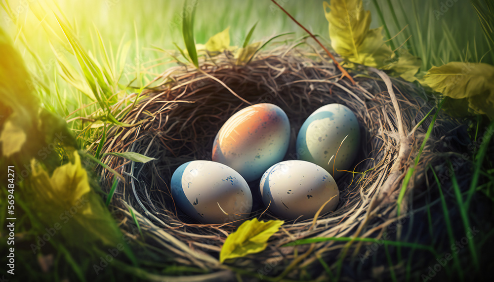 easter eggs in nest made with generative AI easter eggs in nest made with generative AI