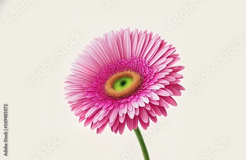 The pink petals of a barberton daisy are shown up close against a white backdrop, and there is room for your own custom writing. Generative AI