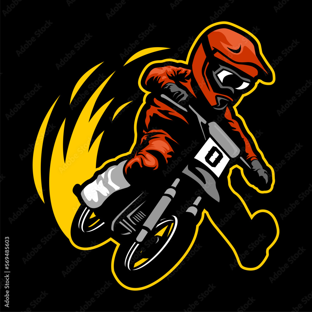 Fototapeta premium motocross logo vector illustration, Design element for logo, poster, card, banner, emblem, t shirt. Vector illustration