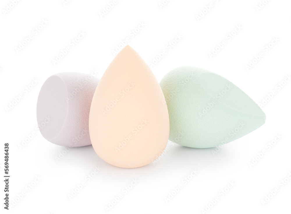 Make up tool for applying cosmetics product. Beauty blender. Sponge isolated on white background Make up tool for applying cosmetics product. Beauty blender. Sponge isolated on white background