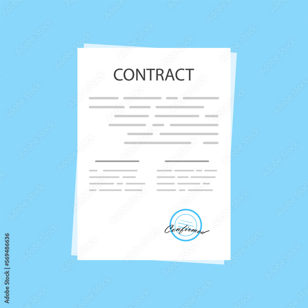 The contract icon. Agreement and signature, pact, accord, convention symbol