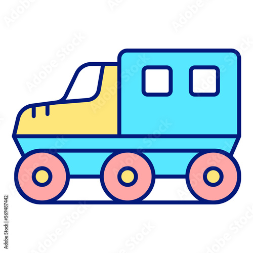 All-terrain vehicle on caterpillar tracks - icon  illustration on white background  color style