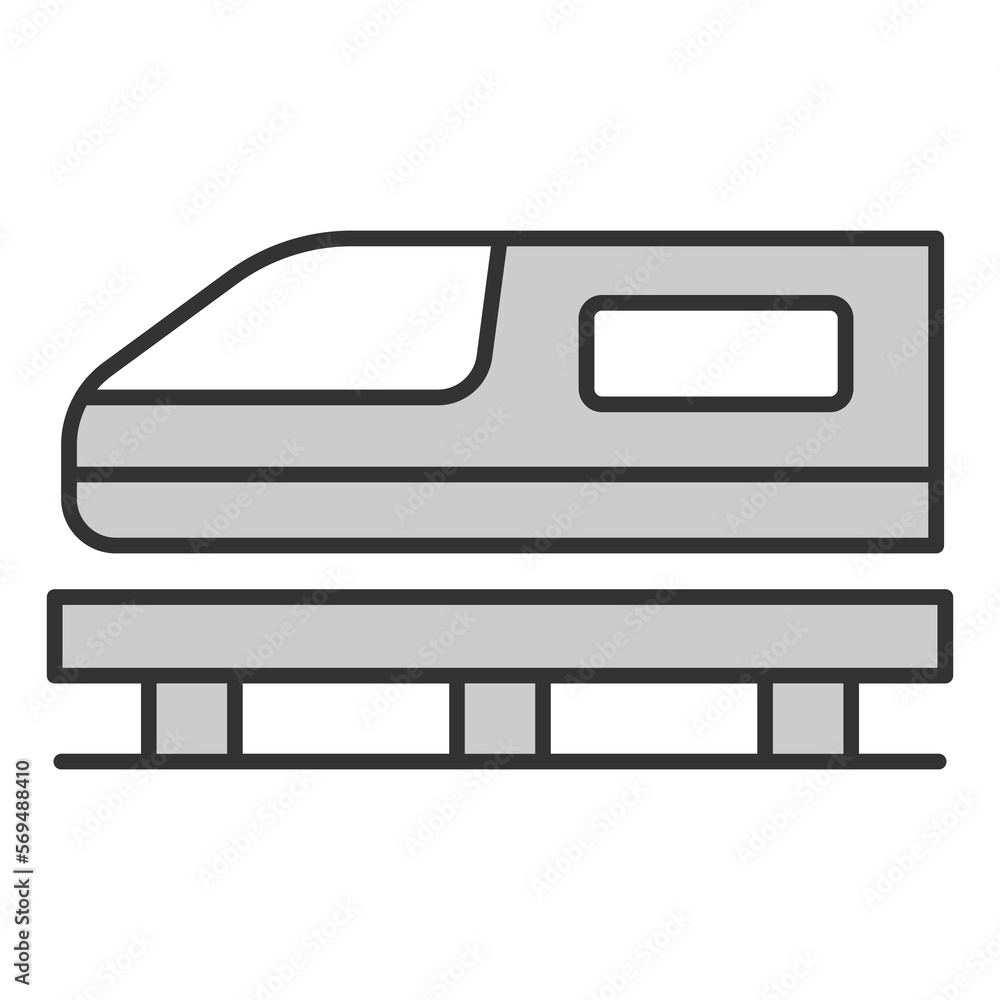 High-speed magnetic levitation train - icon, illustration on white background, grey style High-speed magnetic levitation train - icon, illustration on white background, grey style
