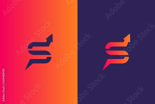 Initial Letter S Monogram Logo Template with Arrow