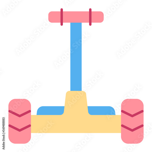 Gyroscooter with handle - icon, illustration on white background, flat color style