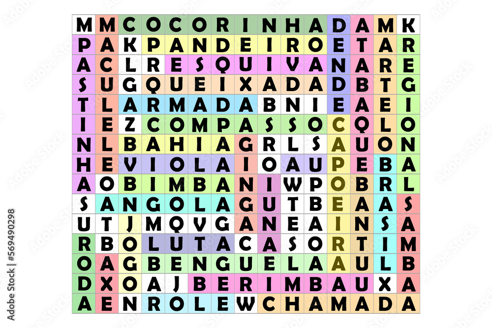 Capoeira crossword on the white background