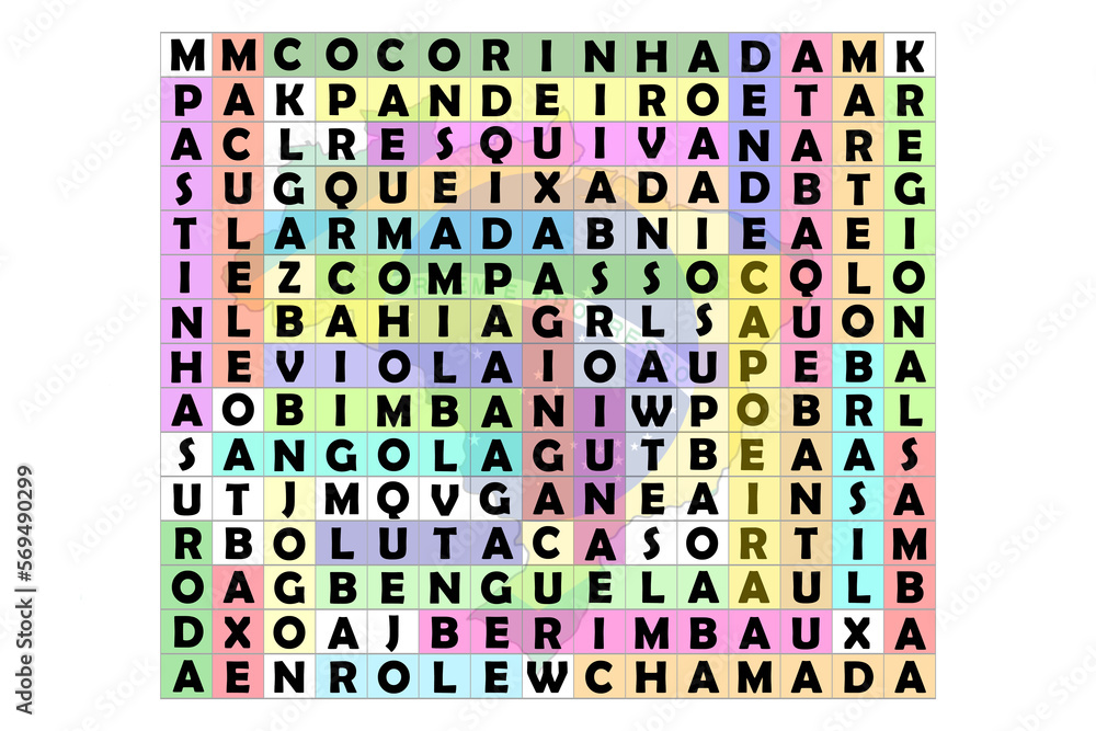 Capoeira crossword on the white background