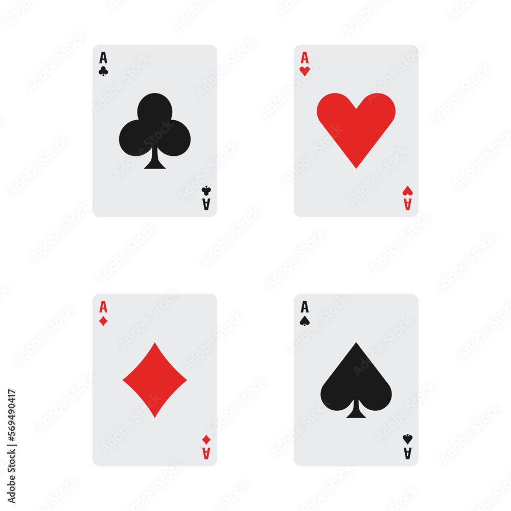 Four aces playing cards for poker hand game. Vector Illustration. Four aces playing cards for poker hand game. Vector Illustration.