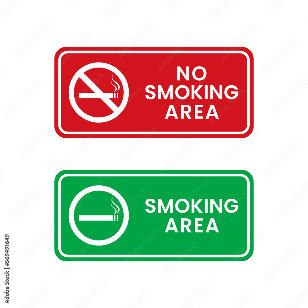 No smoking area and smoking area labels set. Smoking Area and No Smoking Sign No smoking area and smoking area labels set. Smoking Area and No Smoking Sign