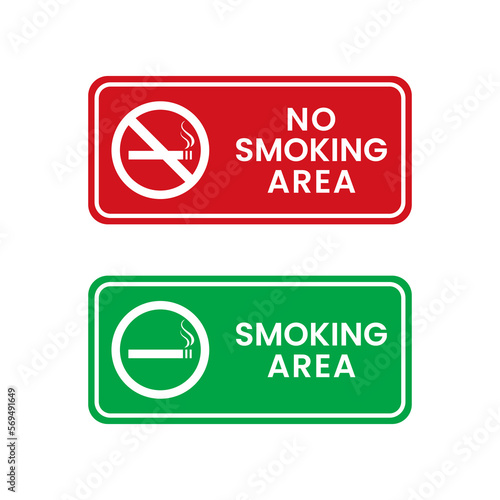 No smoking area and smoking area labels set. Smoking Area and No Smoking Sign