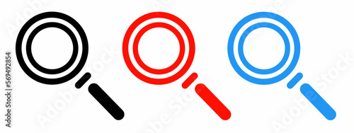Scanner icon illustration, colorful magnifying glass. Stock vector.
