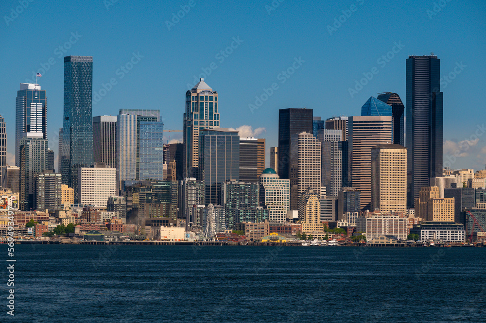 Seattle waterfront shot from a ferry boat