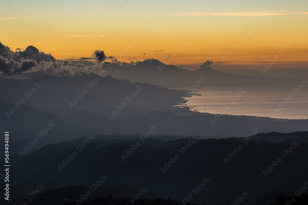 Sunset overlooking the Buleleng coastline in North Bali Indonesia