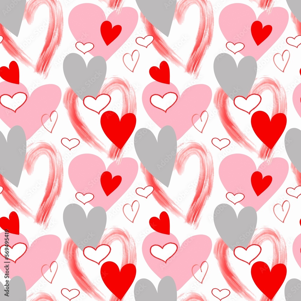 Romantic seamless pattern. Background for Valentin's day with hearts Romantic seamless pattern. Background for Valentin's day with hearts