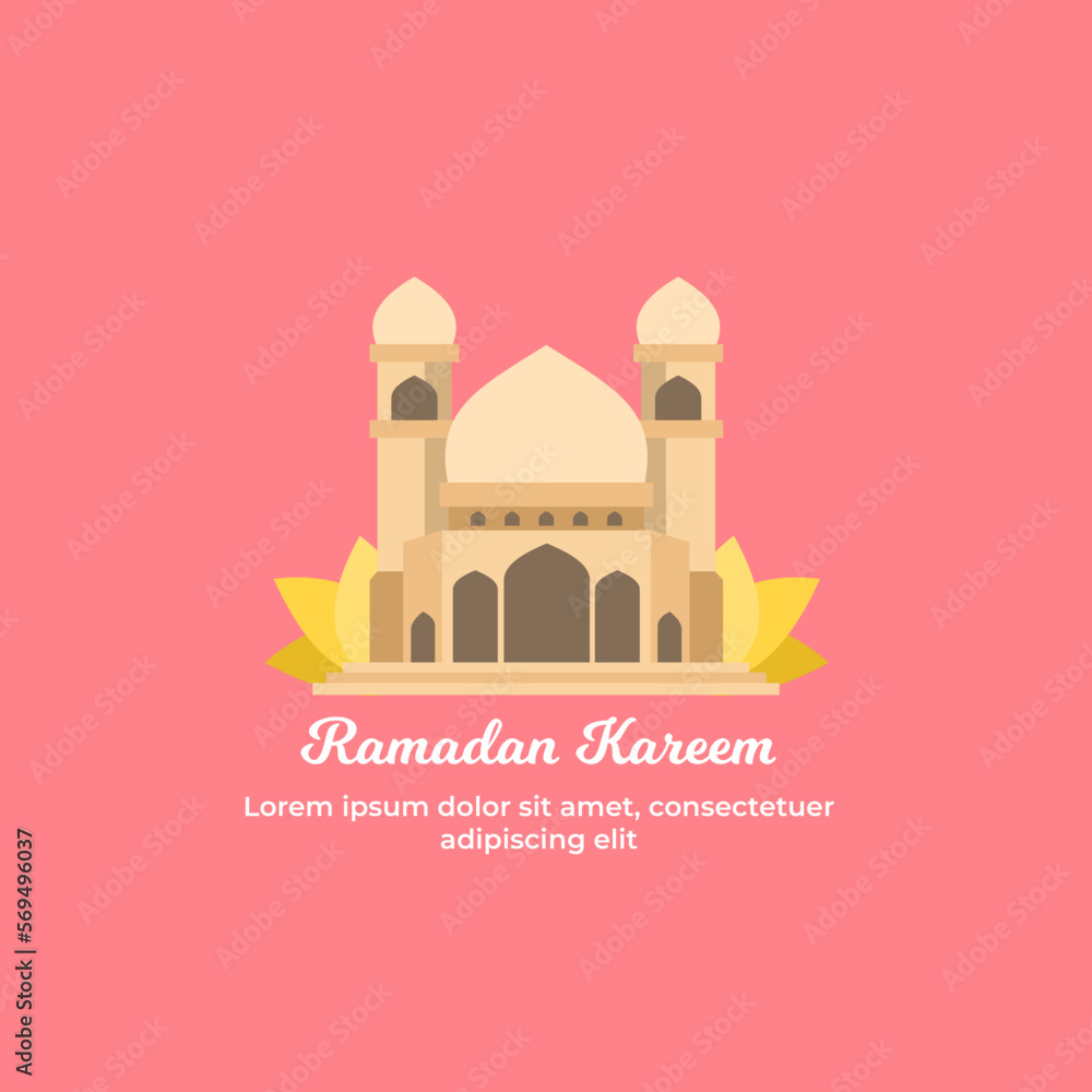 cute mosque cartoon. ramadhan greeting cute mosque cartoon. ramadhan greeting