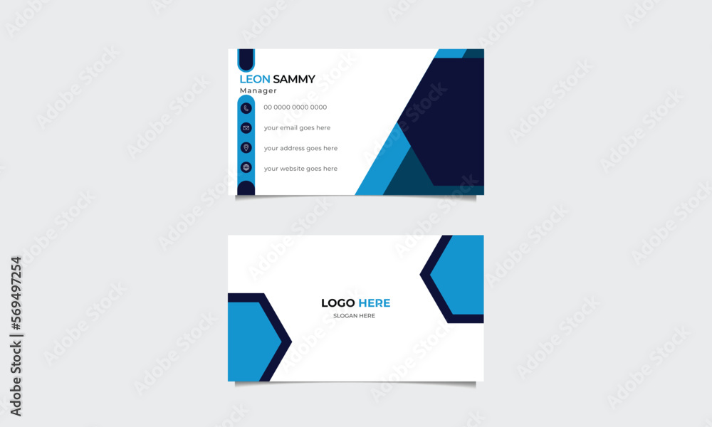 Blue simple and creative corporate business card template.Vector design. Blue simple and creative corporate business card template.Vector design.