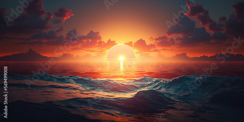 sunset over the ocean created with Generative AI technology © Robert Herhold
