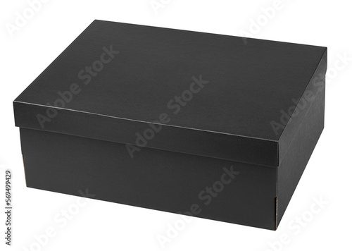 Black shoe box isolated on transparent background with clipping path