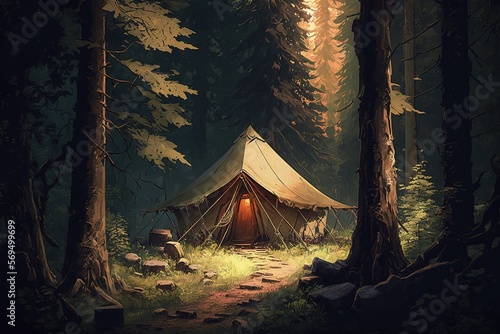 Camping at night Generative ai