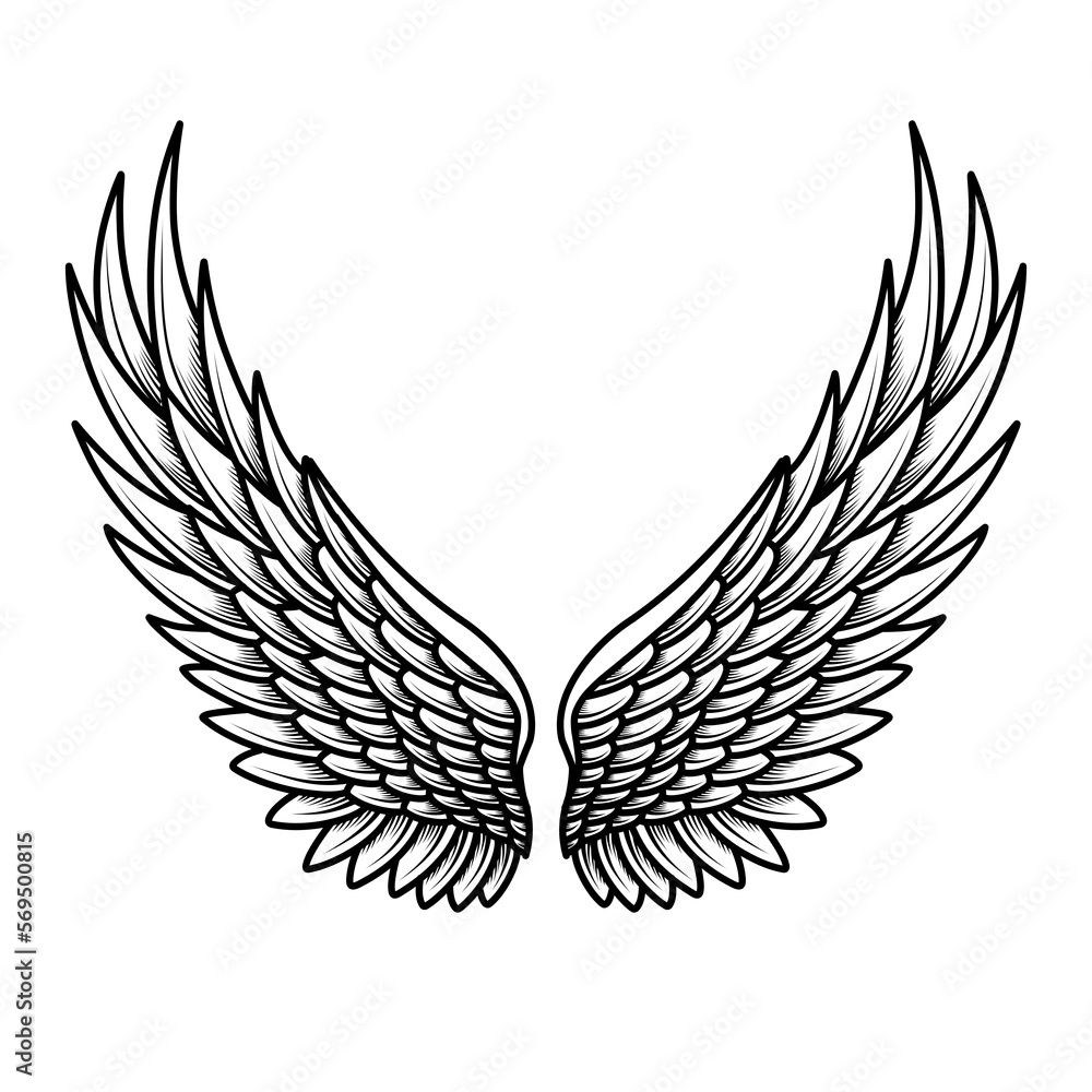 Obraz premium vector angel wings tribal tattoo