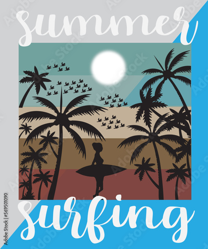 Summer Surfing T-shirt  Design photo