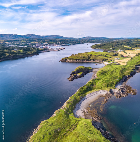 Aerial of Carntullagh Head by Killybegs in County Donegal - Republic of Ireland