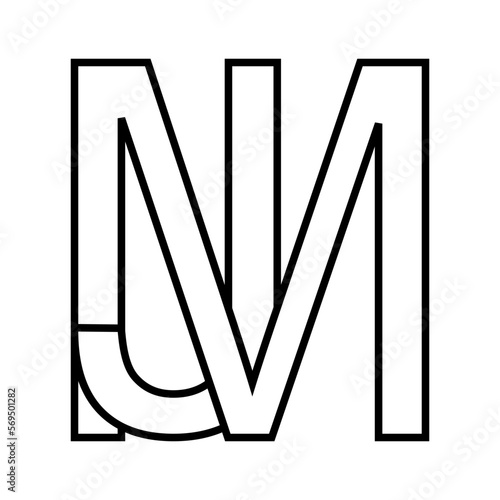 Logo sign mj jm icon double letters logotype m j