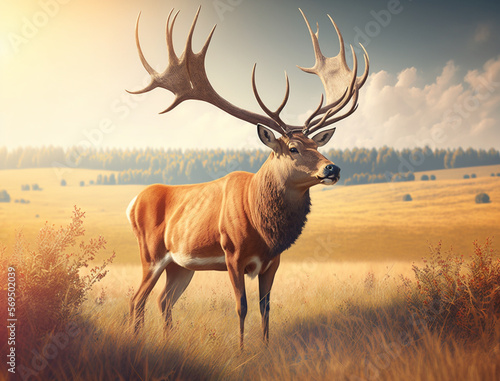 deer on a natural landscape in a field © Artem