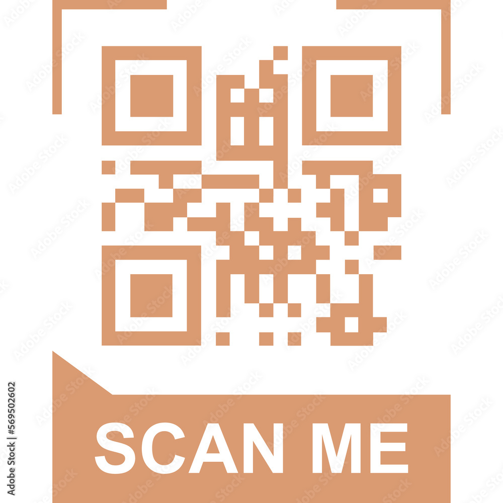 orange mobile phone or smartphone with barcode, qr code scanning