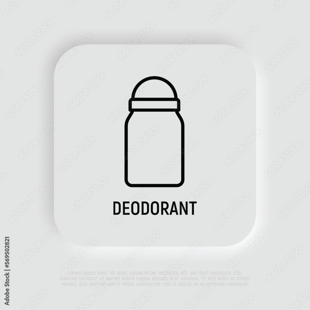 Roll-on deodorant thin line icon. Personal hygiene care. Modern vector illustration. Roll-on deodorant thin line icon. Personal hygiene care. Modern vector illustration.