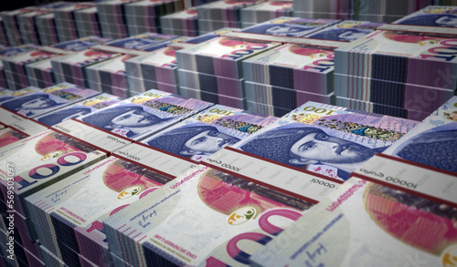 Bild auf Leinwand Georgia Lari money banknotes print and printing 3d illustration