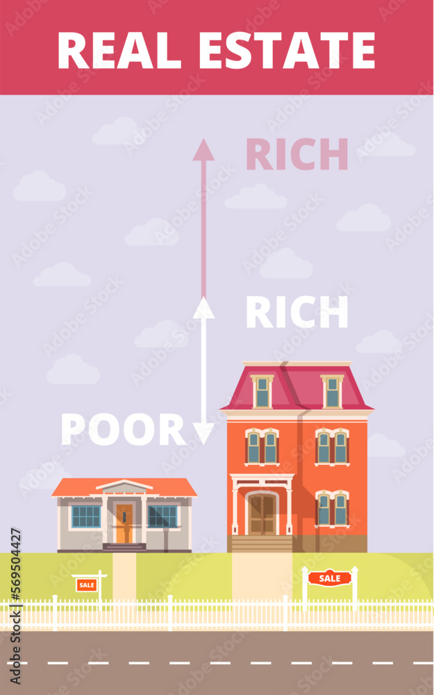 Real estate concept in cartoon style for print and decoration.Vector illustration.