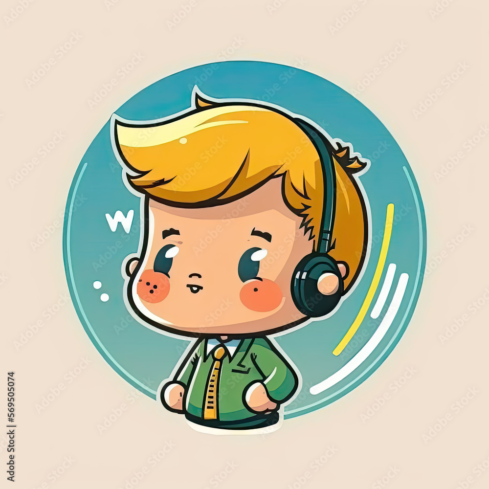 Small boy on colorful background, funny cartoon character, school kid. Generative AI Small boy on colorful background, funny cartoon character, school kid. Generative AI