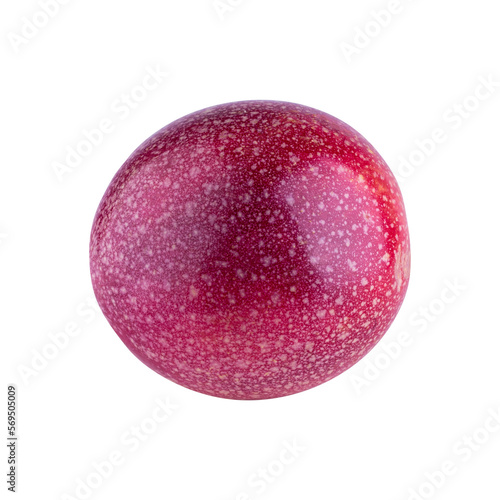 Whole passionfruit and a half of maracuya isolated on a transparent background.