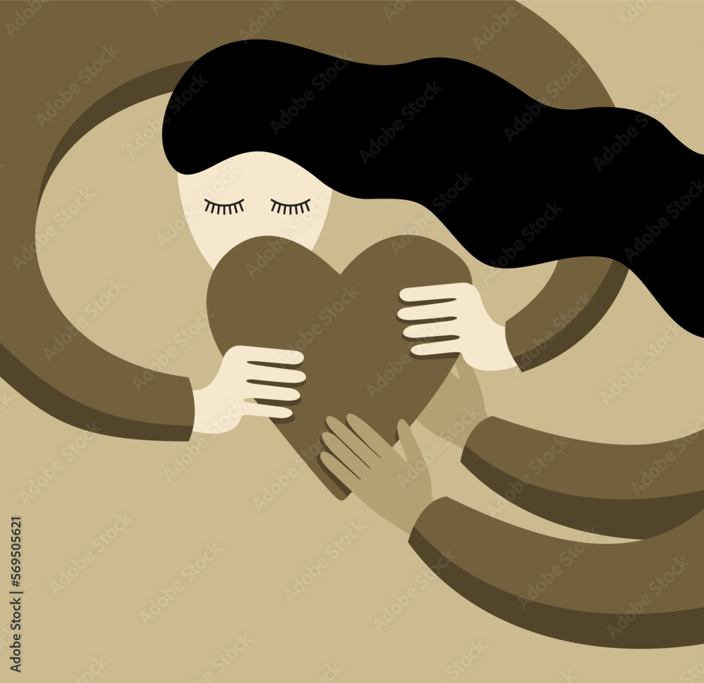 Hand gives the heart shape to a woman Hand gives the heart shape to a woman