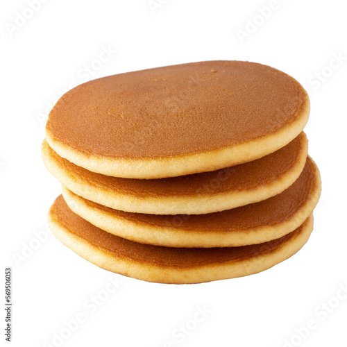 Homemade pancakes isolated on a transparent background.