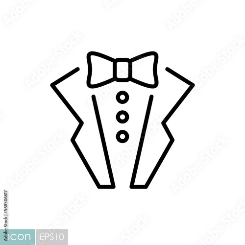 Tuxedo. Weddind suit with bow tie vector icon