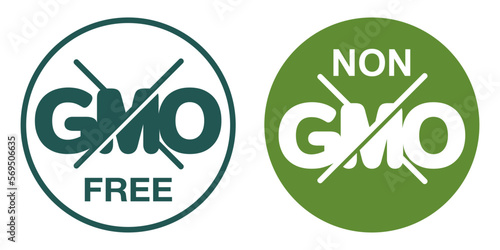 Non-GMO flat isolated label with leaf