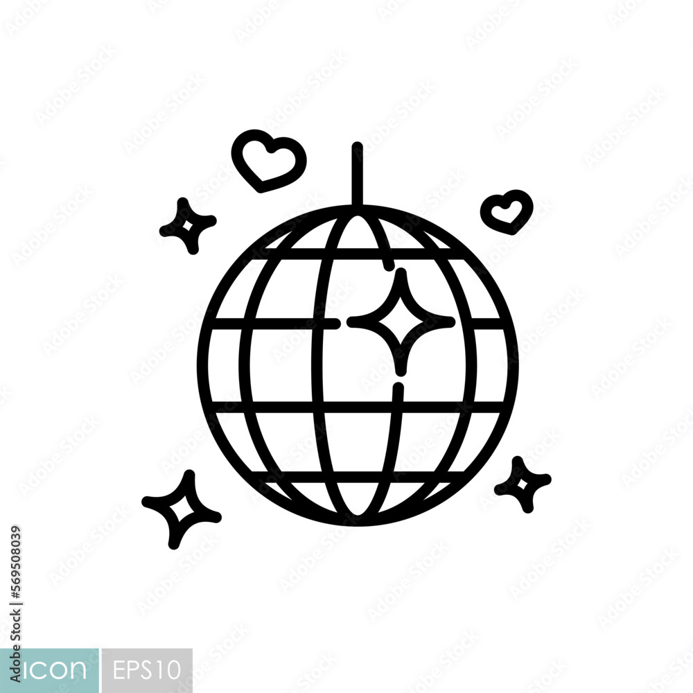 Disco ball, Party element isolated vector icon Disco ball, Party element isolated vector icon
