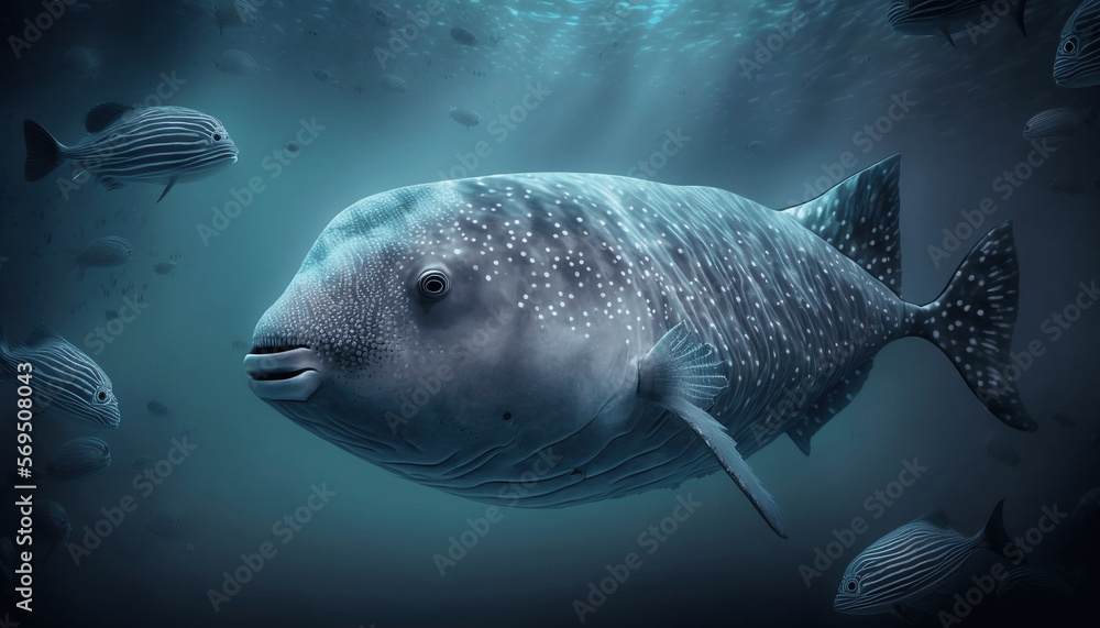 Majestic Mola Mola: An Underwater Encounter, generative ai