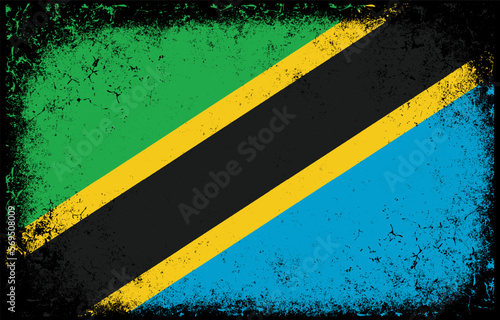 old dirty grunge vintage tanzania national flag illustration