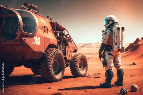 astronaut and big truck at mars made with generated ai © alesta