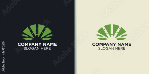lotus and bamboo logo vector, nature logo inspiration 
