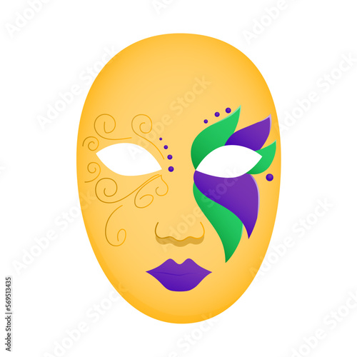 Carnival mask vector illustration. Full face masquerade decoration. Carnival symbol.