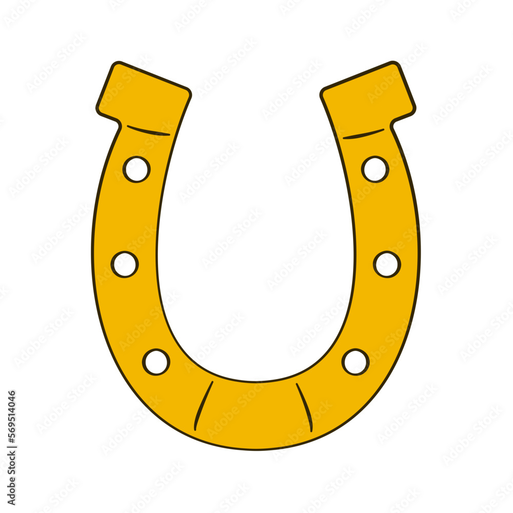 Golden horseshoe. Cartoon. Vector illustration. Isolated on white background Golden horseshoe. Cartoon. Vector illustration. Isolated on white background